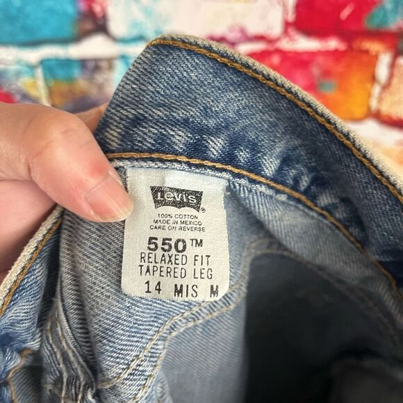 VINTAGE Y2K Levi's 550 Jeans Women 14 Mis M Relaxed Fit Tapered Leg Blue Denim L - Picture 6 of 9